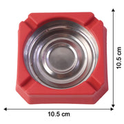 Heat-resistant ashtray shown with dimensions emphasizing compact size