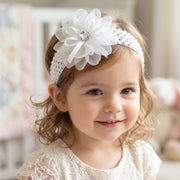 Stretchable girls hair band with floral lace pattern