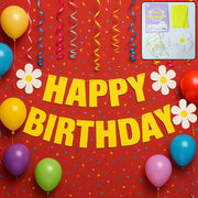 Festive happy birthday decoration set ready for party celebration