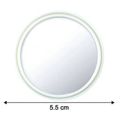 Diagram detailing dimensions of white round car blind spot mirror