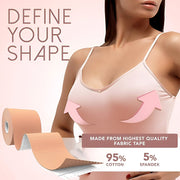Body tape roll and nipple covers included in styling kit for secure outfit hold