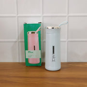 Eco-friendly glass water bottle with leak proof lid suited for travel