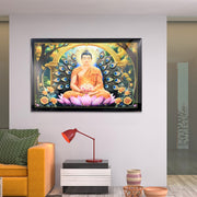 Ready to hang Lord Buddha wall painting with high-quality wooden frame
