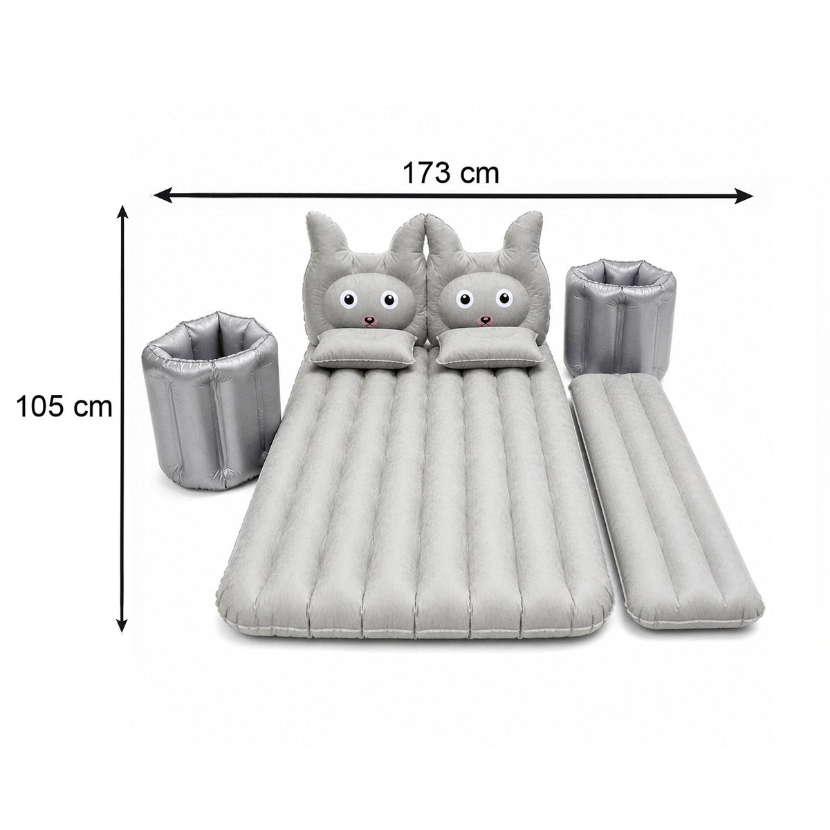 Folded inflatable car mattress for easy storage and portability