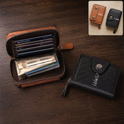 Black Zip-Around Card Holder Wallet – Secure Multi-Card Organizer