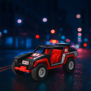 Close-up view of child-safe materials on Funwoods Free-Wheel Racing Jeep Toy Car