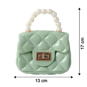 Compact quilted mini handbag with secure front lock closure