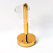 Stylish crystal table lamp featuring warm LED glow and golden metal base