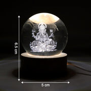 Ambient glow of the Ganpati 3D Crystal Ball Lamp, perfect for spiritual home decor.
