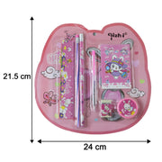 Size details of colorful pink kids stationery set