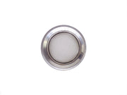 Stainless steel drain strainer placed inside a kitchen sink, ready for use.