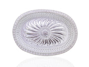Top-down view of the oval silver serving tray, ideal for festive spreads.