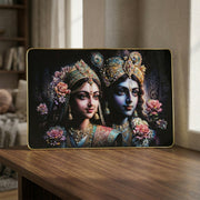 Spiritual Radha Krishna wall painting in traditional style