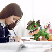 Cartoon dinosaur school stationery gift set with scale and sharpener