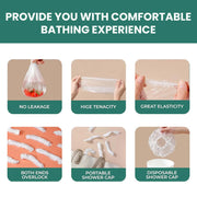 Close-up of disposable shower cap fabric showing waterproof texture