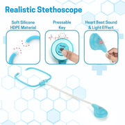 Close-up of plastic stethoscope from Aditi doctor kit toy set
