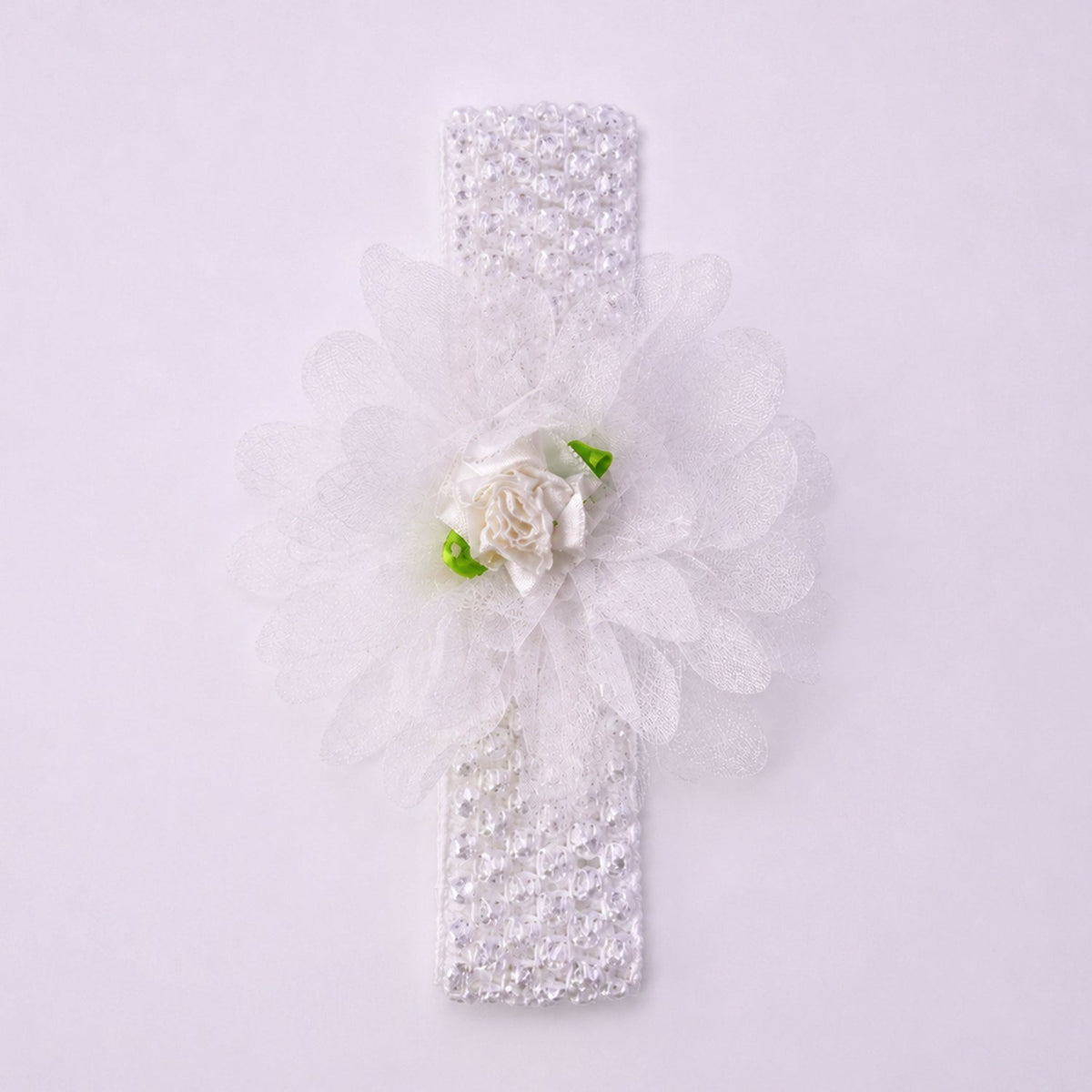 Baby girl floral headband with stretchable elastic band for a snug fit