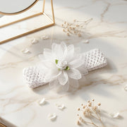 Durable baby headband with floral bow for casual and festive wear