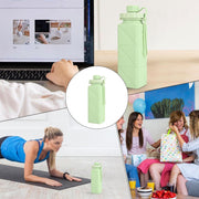 Foldable water bottle fully opened showing collapsible design