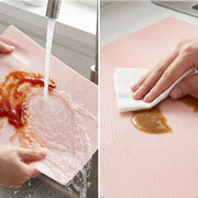 Versatile transparent kitchen shelf liner sheets used as fridge shelf liners