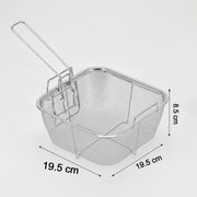 Frying basket holding crispy food snacks