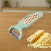 Multipurpose kitchen tool combining grater and peeler with easy grip