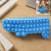 Cartoon crocodile shaped Pop It silicone pencil pouch with zipper