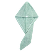 Soft microfiber hair drying cap with button and elastic loop lock