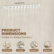 Space-saving wall rack with 10 hooks for multi-purpose hanging