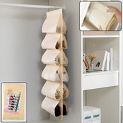 12-pocket hanging shoe organizer bag in bright mixed colors