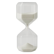 Elegant geometric glass hourglass sand timer ideal for study, yoga, and meditation