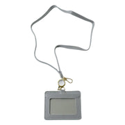 Plastic ID badge holder with transparent window and adjustable lanyard