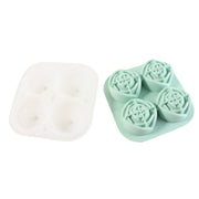 Rose shape ice cube tray filled with water and covered with lid