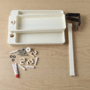 Top-down view showing 360-degree swivel feature of rotating storage rack