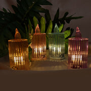 Set of 24 LED flameless candles with ribbed crystal-effect body