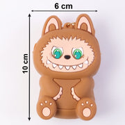 Lightweight mini silicone keychain pouch with strap for hanging on bags