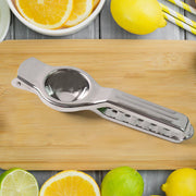Steel lemon hand press for efficient juice extraction of citrus fruits