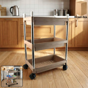 3-layer multipurpose storage trolley with sturdy shelves and wheels