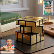 Front view of Magic Puzzle Cube with premium golden design