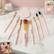 Professional Makeup Brush Set 9-in-1 with soft face puff for blending