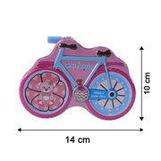 Decorative plastic piggy bank toy with bicycle shape for kids
