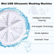 A mini portable washing machine in a compact setting, perfect for dorms or camping trips.