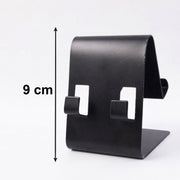 Fully collapsed black foldable metal mobile stand