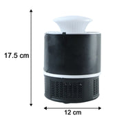 A black and white Mosquito Killer Lamp with dimensions of 17.5 cm height and 12 cm width shown on a white background.