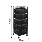Rolling Kitchen Storage Cart with sturdy metal frame and mesh baskets