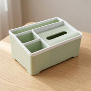 Plastic organizer box with tissue compartments