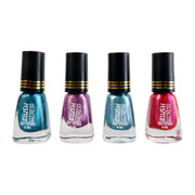 Mini nail polish bottle with metallic finish perfect for quick touch-ups