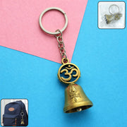 Om symbol antique brass temple bell metal keychain
