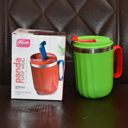 Back view of Supermom insulated spill-resistant panda mug