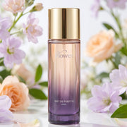 Flower perfume bottle with floral design and cap
